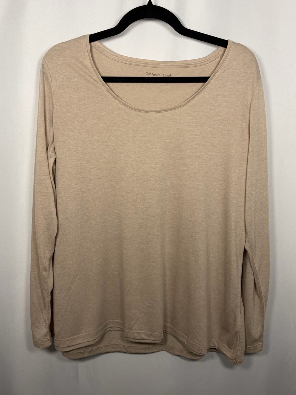 Coldwater Creek Beige Long Sleeve Lightweight Basic T-Shirt Women's Size XL